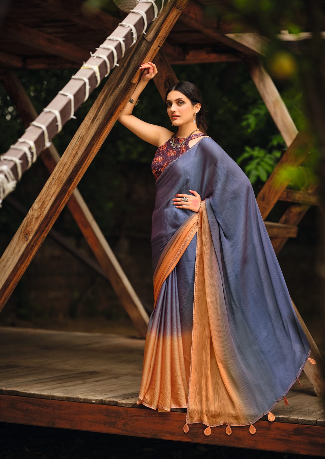 ARUNA 3D VELVET CHIFFON SAREE Anant Tex Exports Private Limited