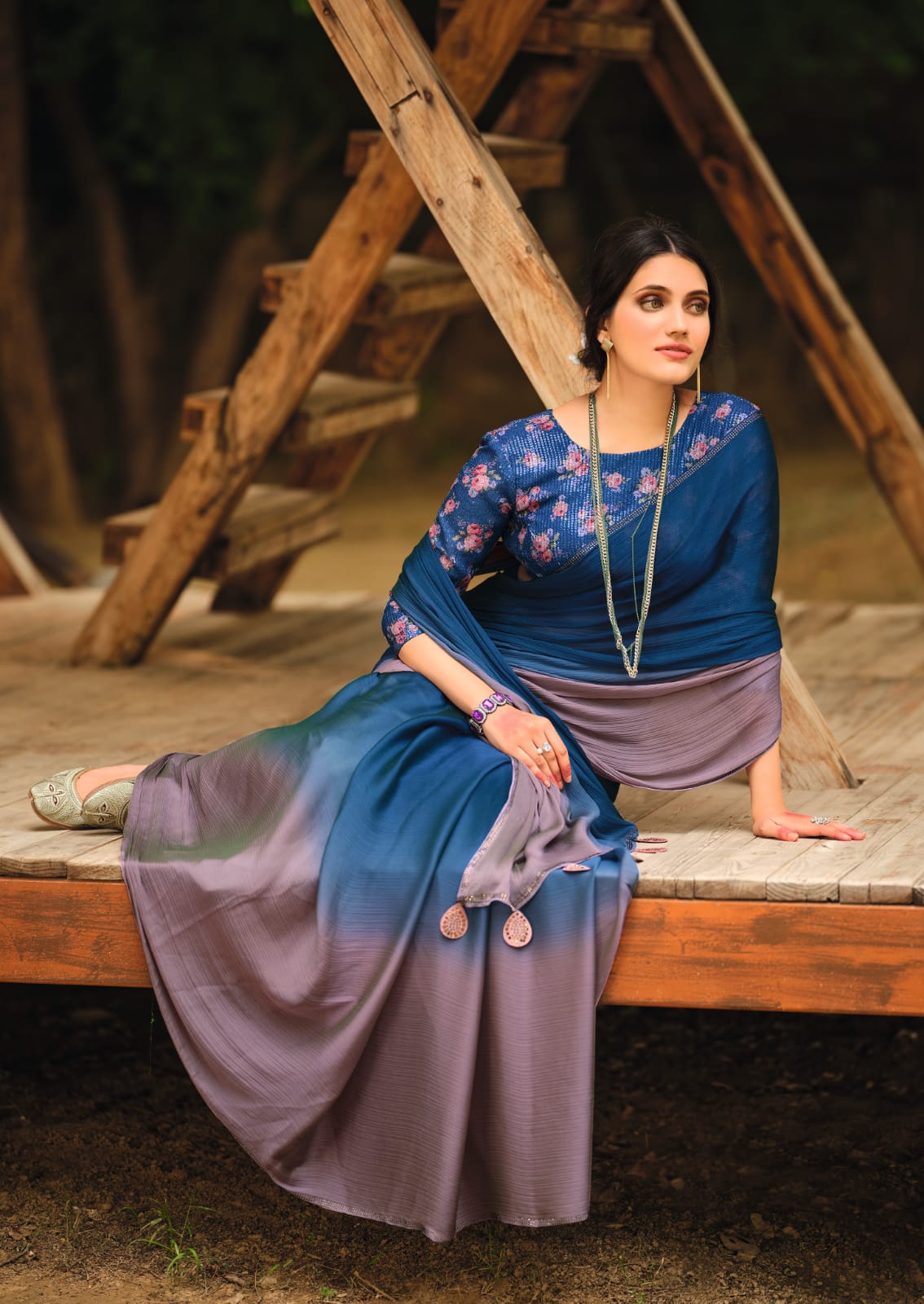 ARUNA 3D VELVET CHIFFON SAREE Anant Tex Exports Private Limited