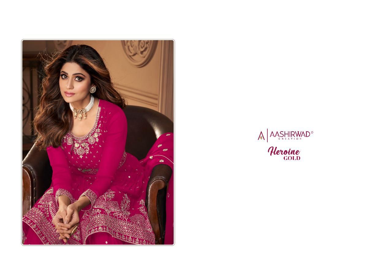 Aashirwad 8696 Heroine Gold Real Georgette Party Wear Collection Anant Tex Exports Private Limited