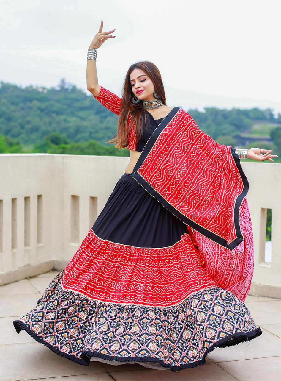 Special Navratri bandhani print Red Lehenga Collection Anant Tex Exports Private Limited
