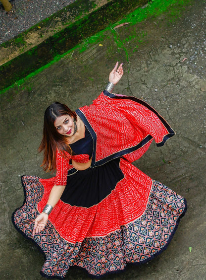 Special Navratri bandhani print Red Lehenga Collection Anant Tex Exports Private Limited