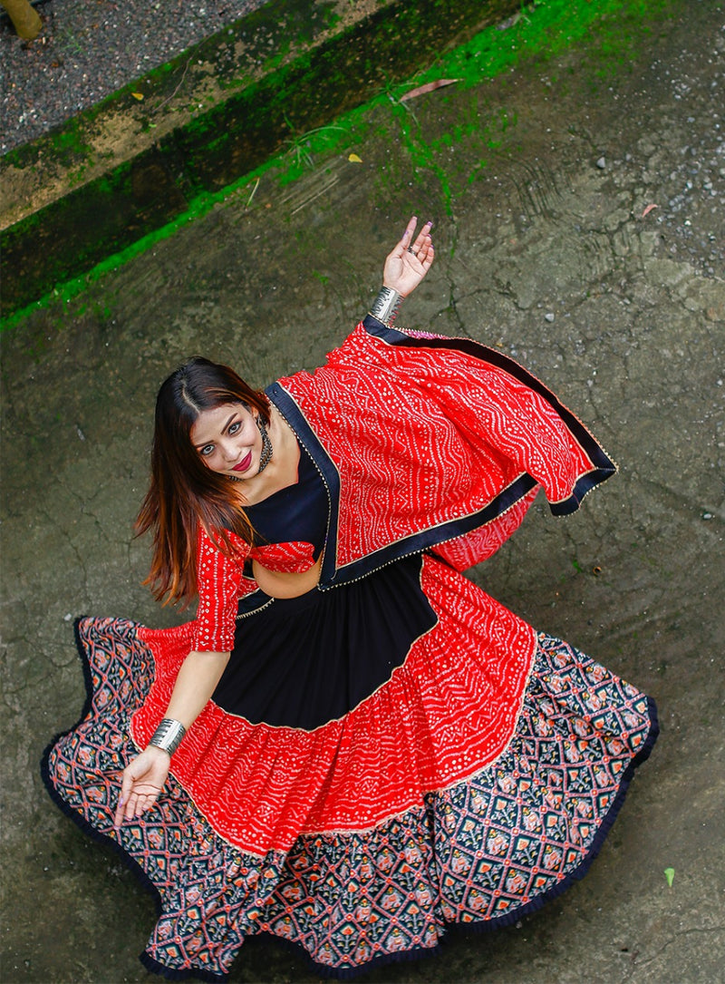 Special Navratri bandhani print Red Lehenga Collection Anant Tex Exports Private Limited