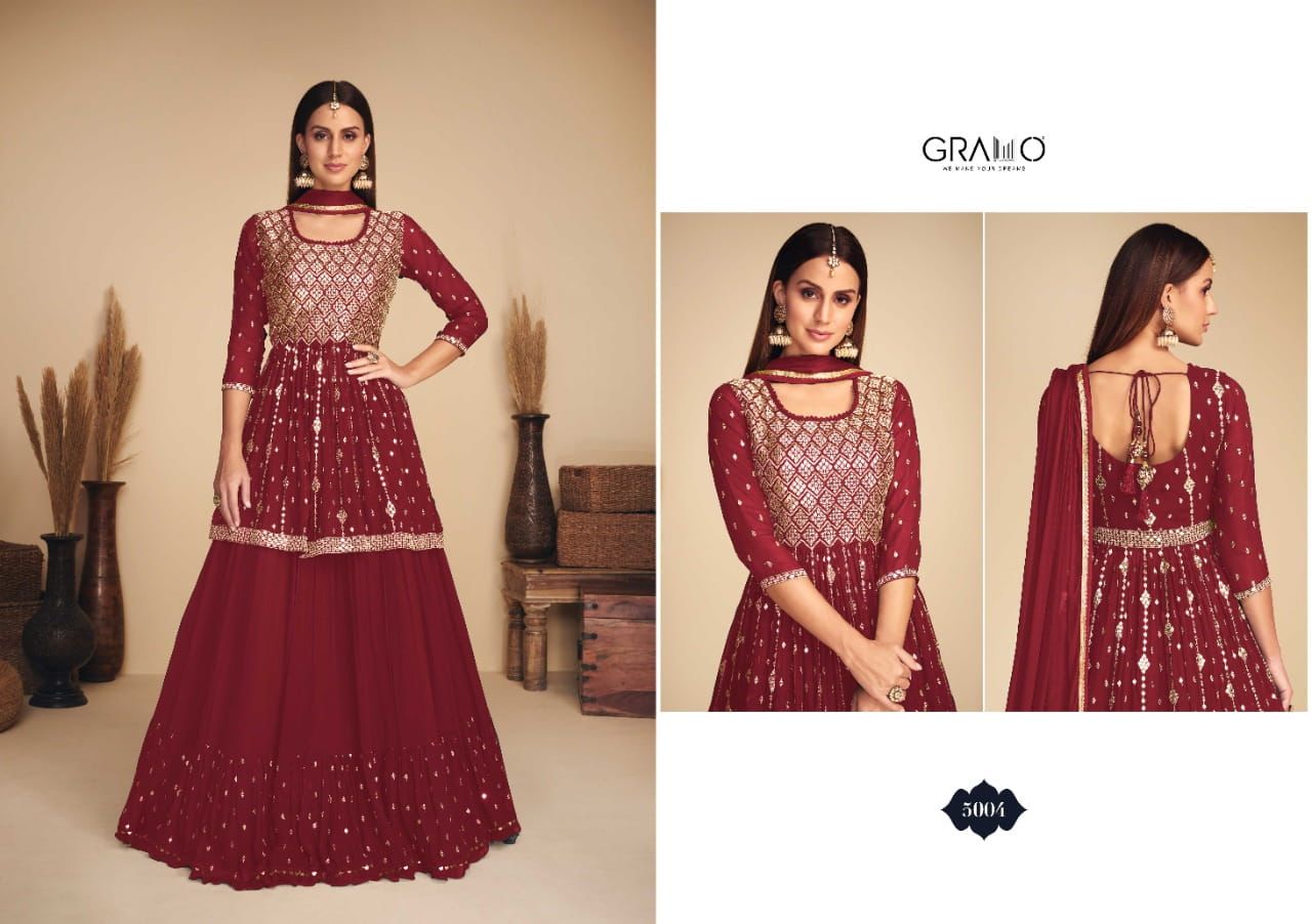 nurza vol 1 by gramo georgette readymade long suits collection Anant Tex Exports Private Limited