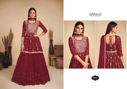 nurza vol 1 by gramo georgette readymade long suits collection Anant Tex Exports Private Limited