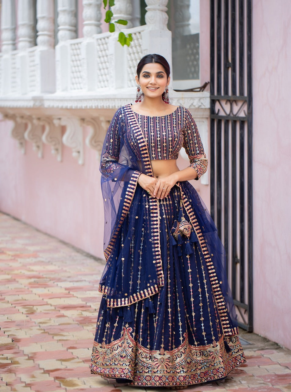 Navy Blue Color Lehenga