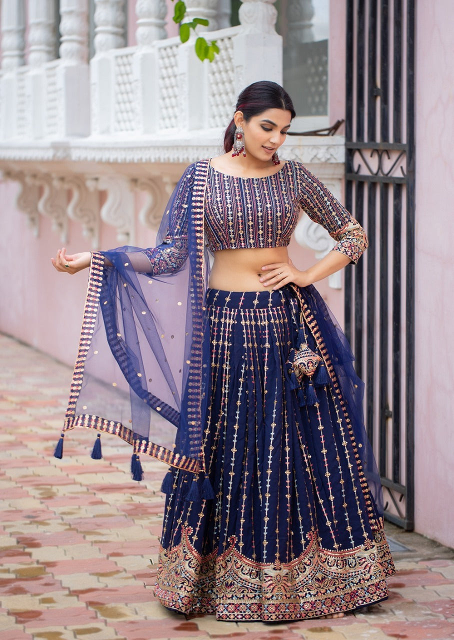 Navy Blue Color Lehenga Anant Tex Exports Private Limited