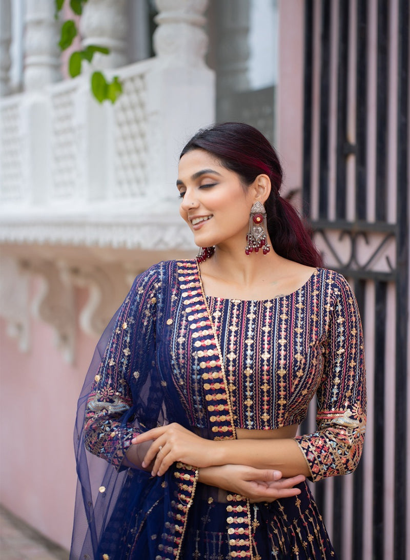 Navy Blue Color Lehenga Anant Tex Exports Private Limited