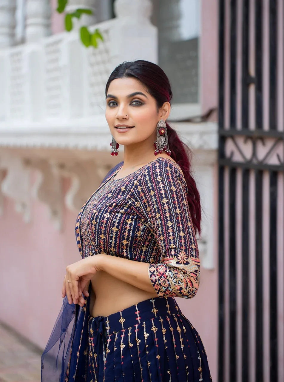 Navy Blue Color Lehenga Anant Tex Exports Private Limited