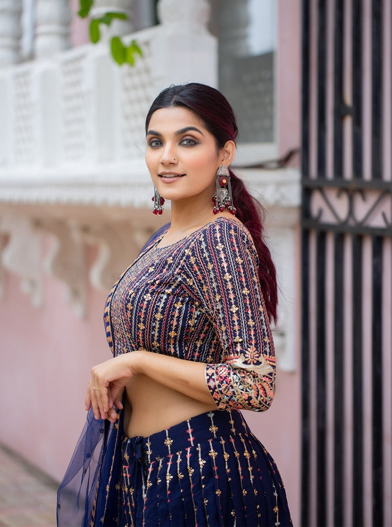 Navy Blue Color Lehenga Anant Tex Exports Private Limited