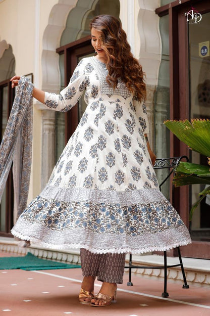 Heavy Rayon Mill Printed Gotta Patti Lace Work Gown Anant Tex Exports Private Limited