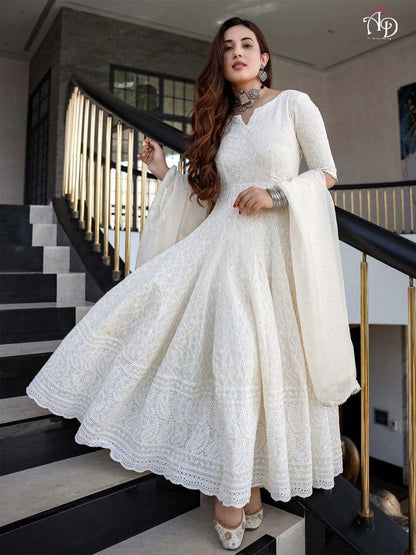 ANARKALI CHIKAN SEQUINS GOWN WITH DUPATTA Anant Tex Exports Private Limited