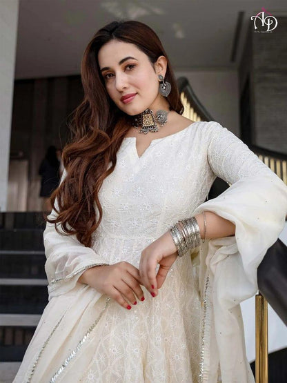 ANARKALI CHIKAN SEQUINS GOWN WITH DUPATTA Anant Tex Exports Private Limited