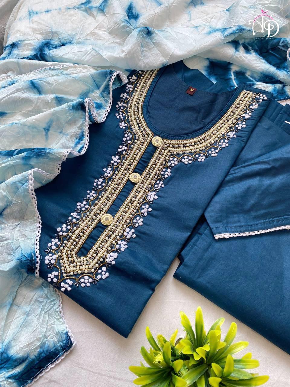 Cotton Kurti With Chanderi Silk Dyed Dupatta &amp; Pant Set Anant Tex Exports Private Limited
