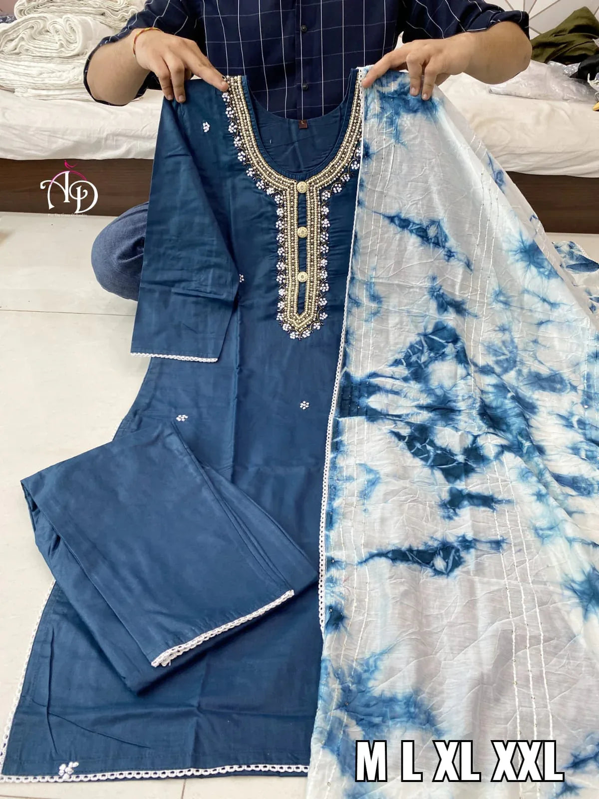 Cotton Kurti With Chanderi Silk Dyed Dupatta &amp; Pant Set Anant Tex Exports Private Limited