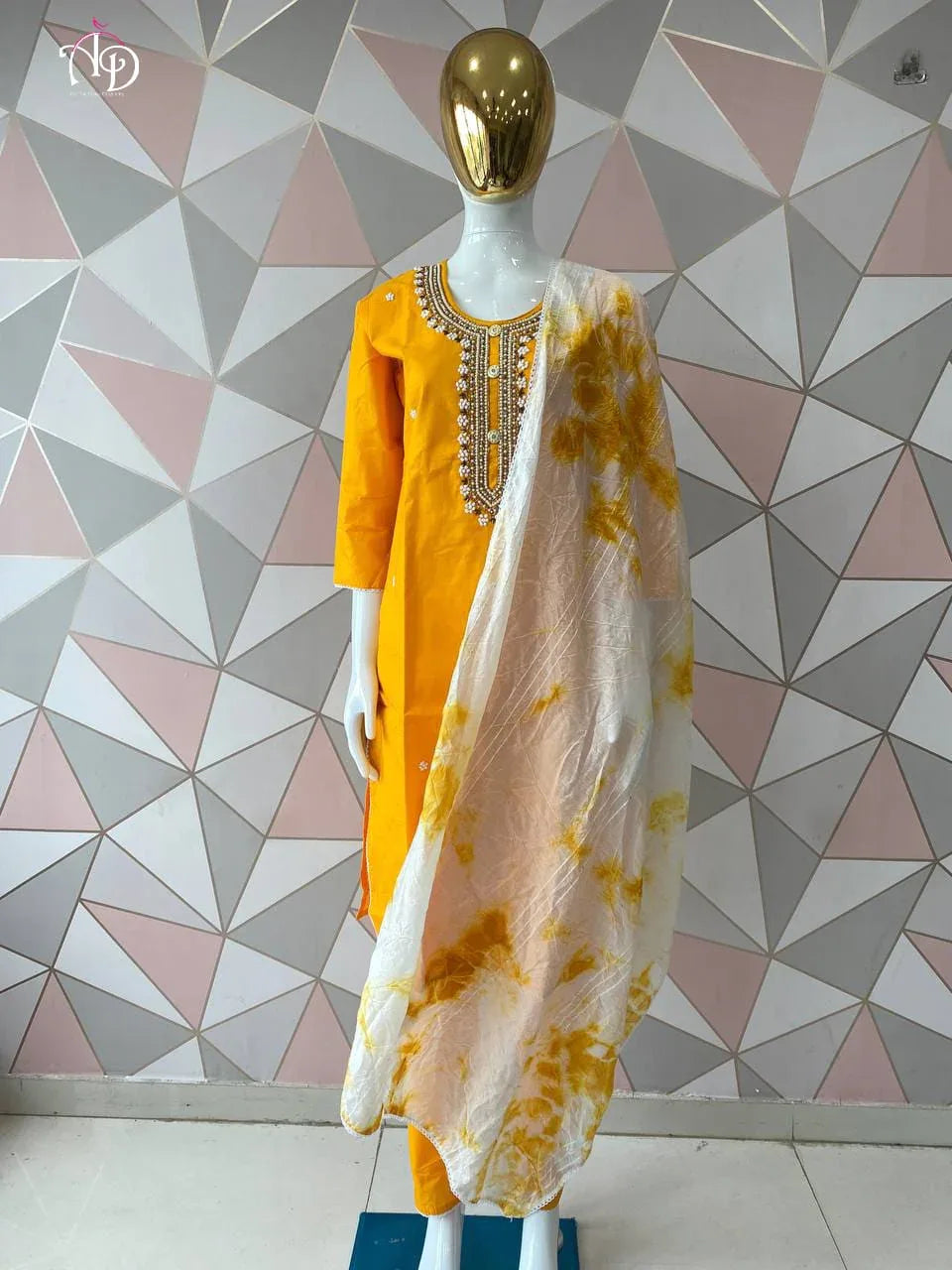 Cotton Kurti With Chanderi Silk Dyed Dupatta &amp; Pant Set Anant Tex Exports Private Limited