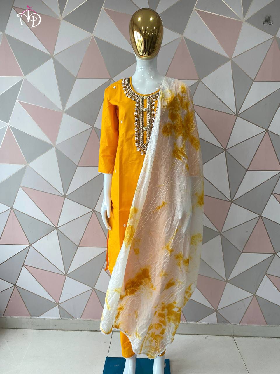 Cotton Kurti With Chanderi Silk Dyed Dupatta & Pant Set Anant Tex Exports Private Limited