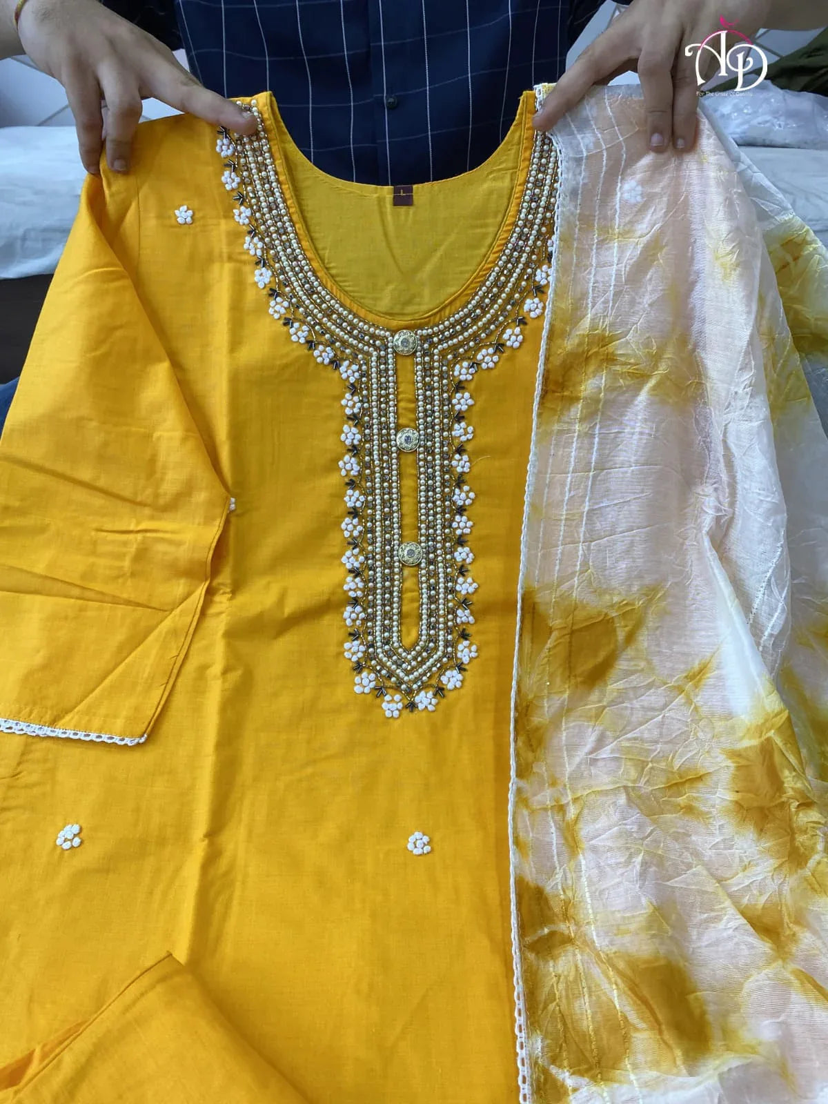 Cotton Kurti With Chanderi Silk Dyed Dupatta &amp; Pant Set Anant Tex Exports Private Limited