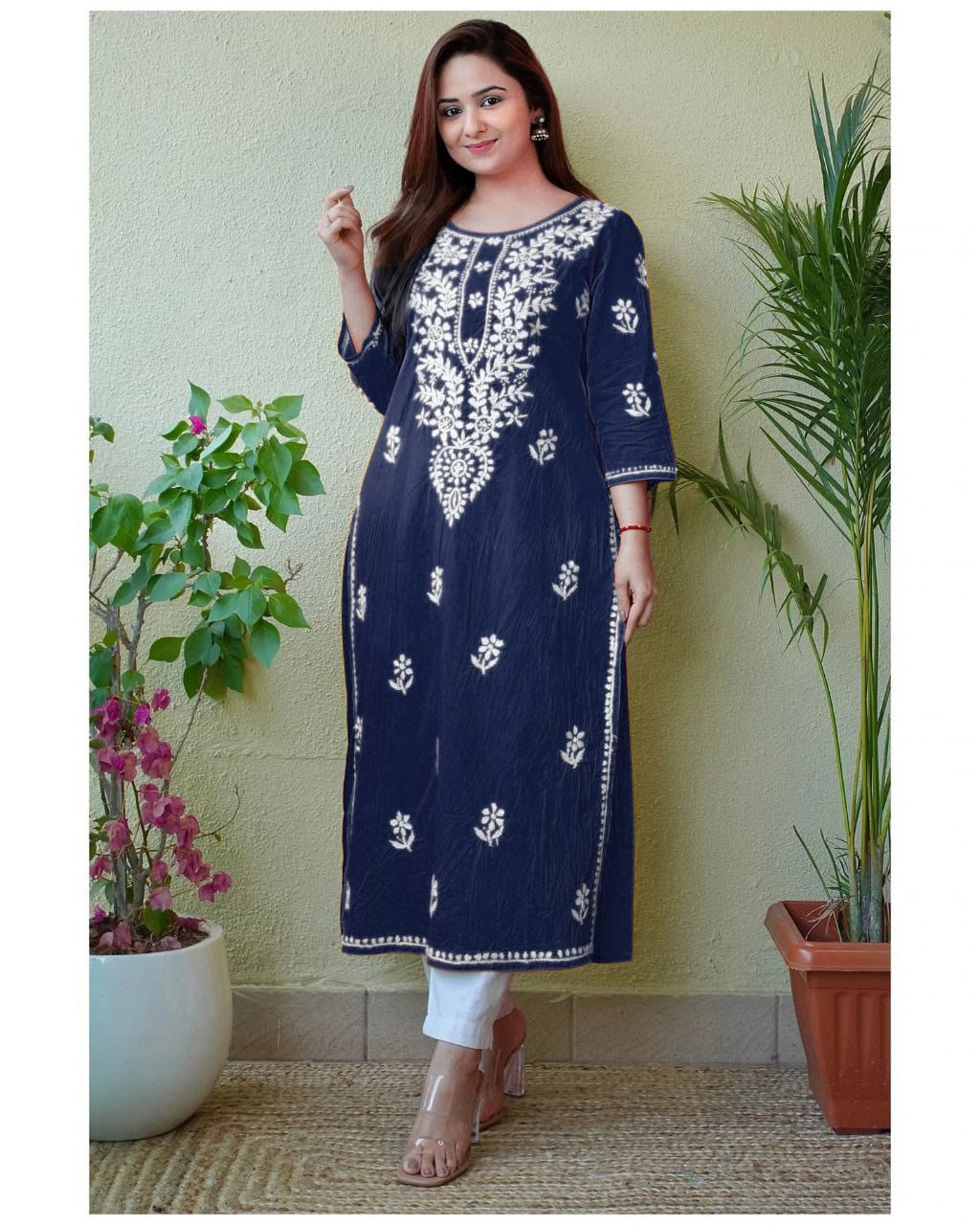 Embroidery Chikankari Kurti Set Anant Tex Exports Private Limited