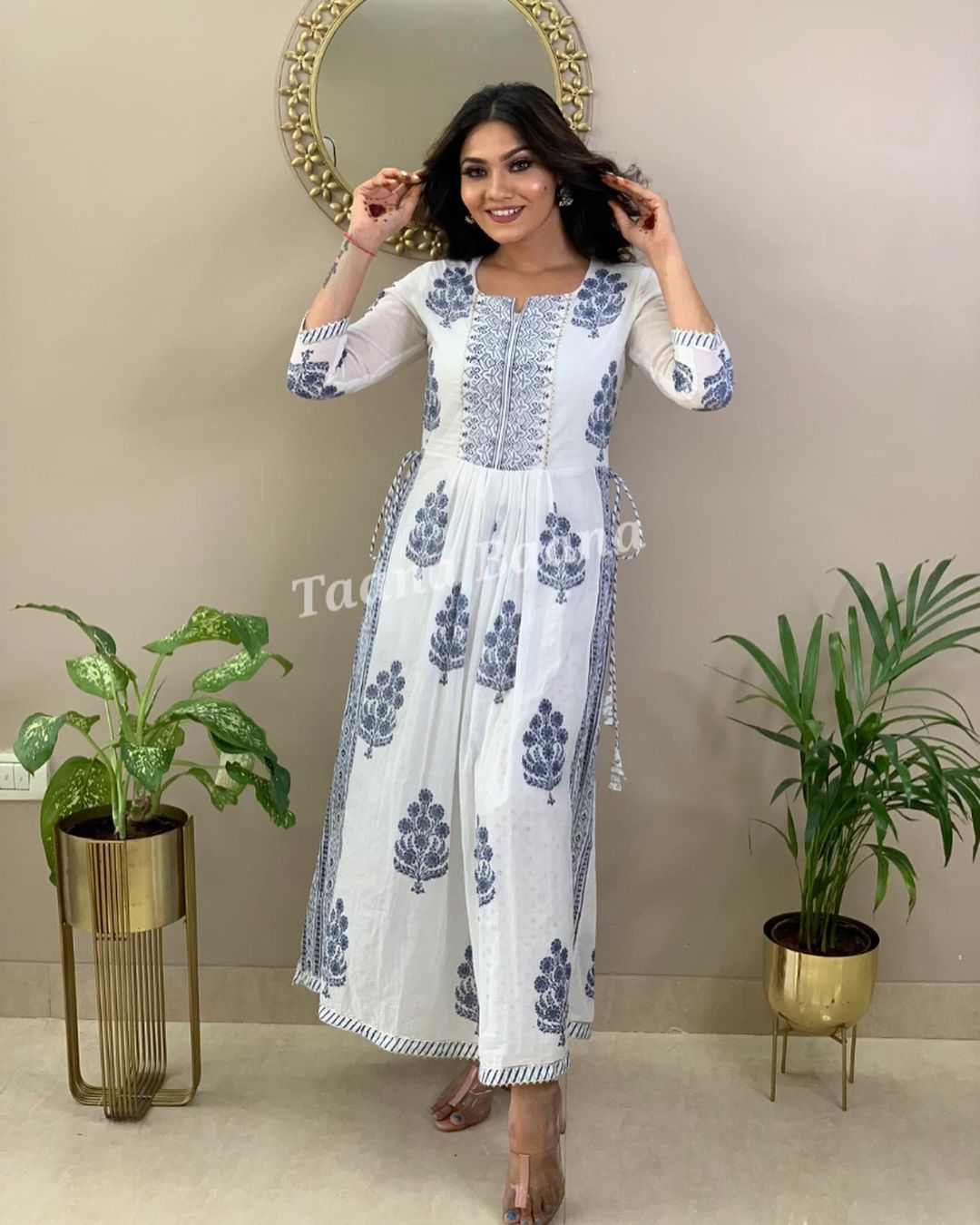 Hand Block Print Long Slit Cotton Kurti Pant Set Anant Tex Exports Private Limited