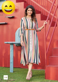 Kamini -2 poly Rayon Print with Lather belt Kurti Anant Tex Exports Private Limited