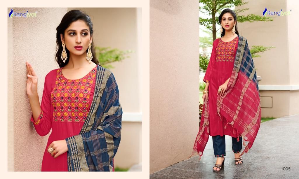 ANUSHA VOL 1 RAYON KURTI WITH BOTTOM AND DUPATTA Anant Tex Exports Private Limited