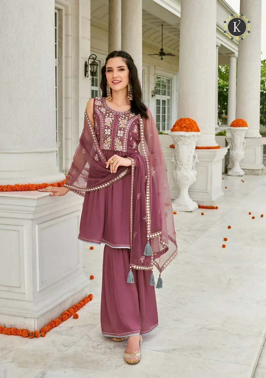 ZOYA PURE VISCOSE SATIN SILK TOP &amp; SHARARA SUIT Anant Tex Exports Private Limited