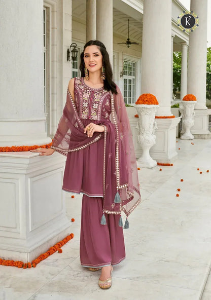 ZOYA PURE VISCOSE SATIN SILK TOP &amp; SHARARA SUIT Anant Tex Exports Private Limited