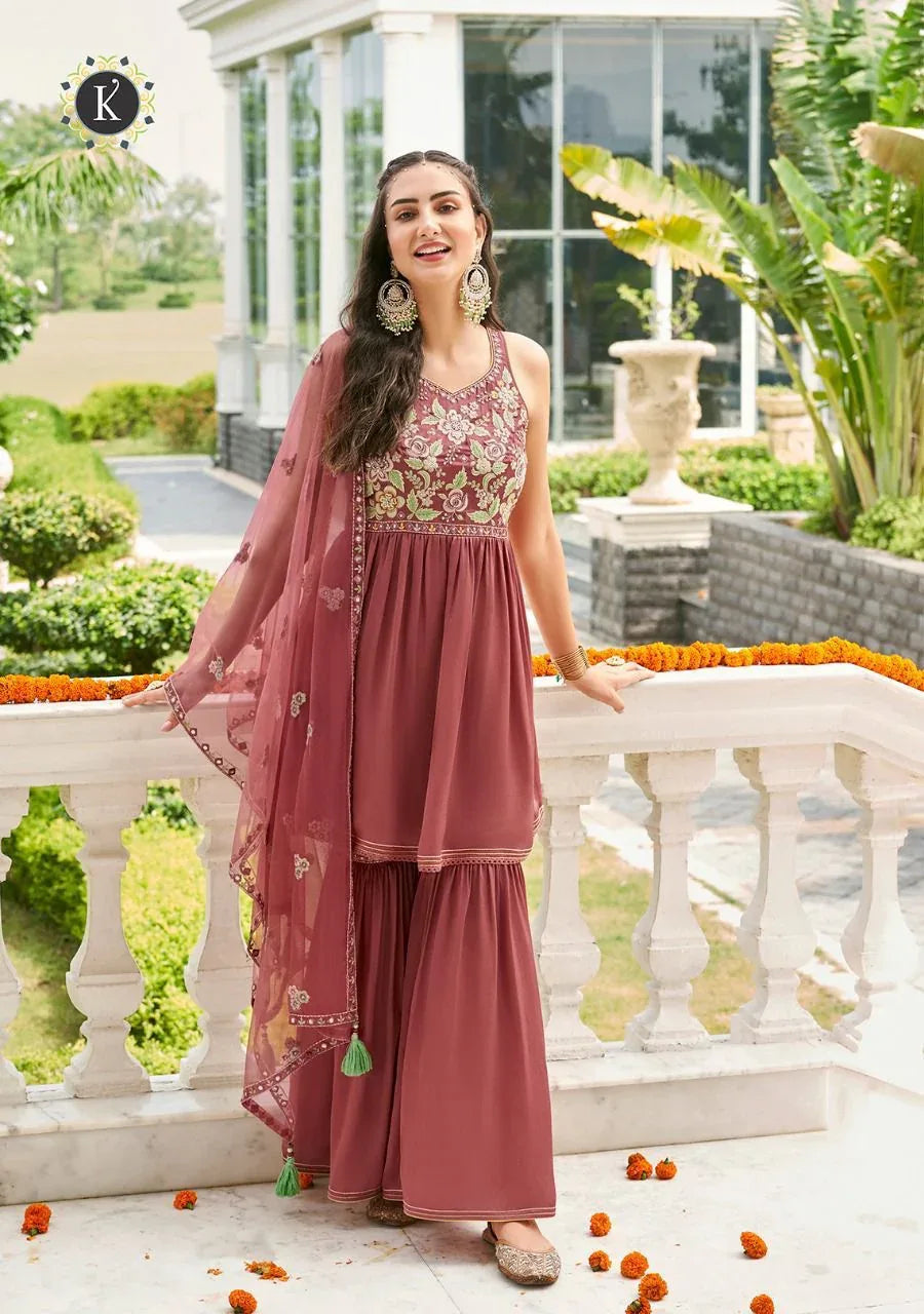 ZOYA PURE VISCOSE SATIN SILK TOP &amp; SHARARA SUIT Anant Tex Exports Private Limited