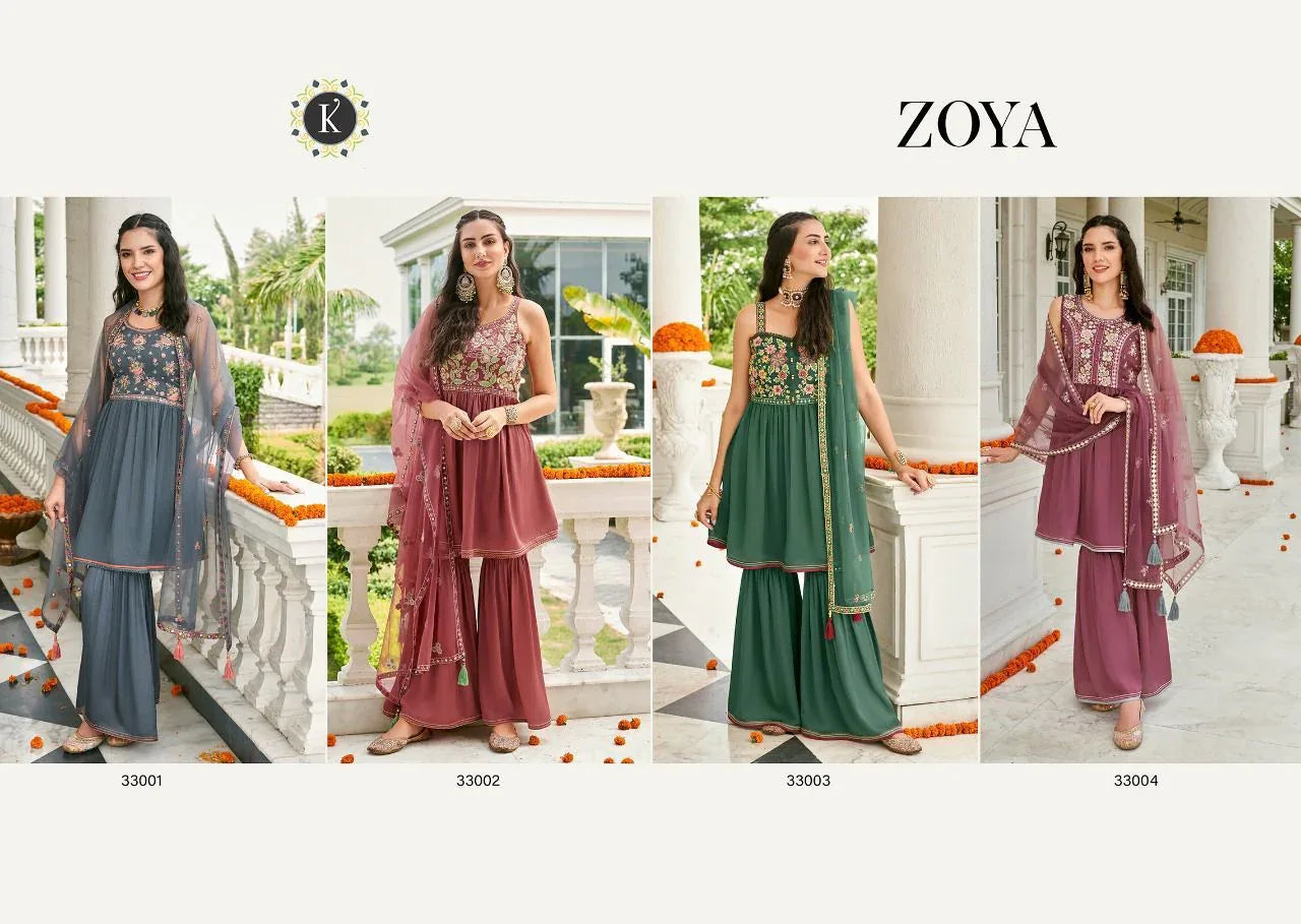 ZOYA PURE VISCOSE SATIN SILK TOP &amp; SHARARA SUIT Anant Tex Exports Private Limited