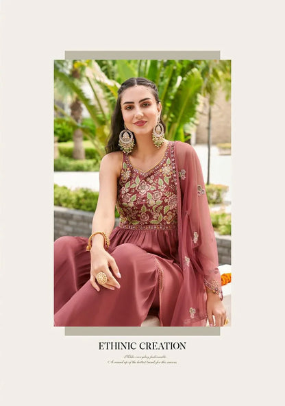 ZOYA PURE VISCOSE SATIN SILK TOP &amp; SHARARA SUIT Anant Tex Exports Private Limited