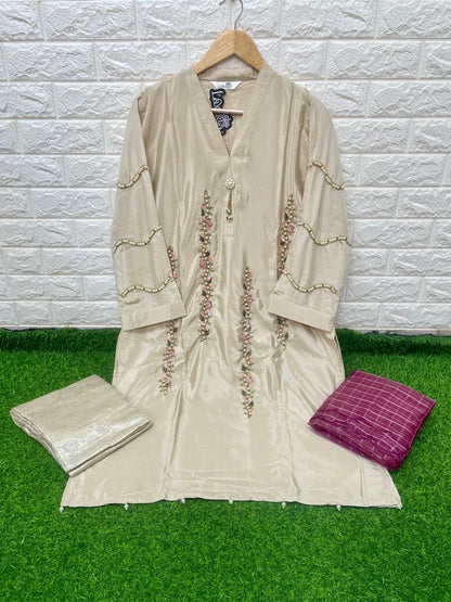 Handwork Kurti With Pant &amp; Fancy Organza Dupatta Anant Tex Exports Private Limited