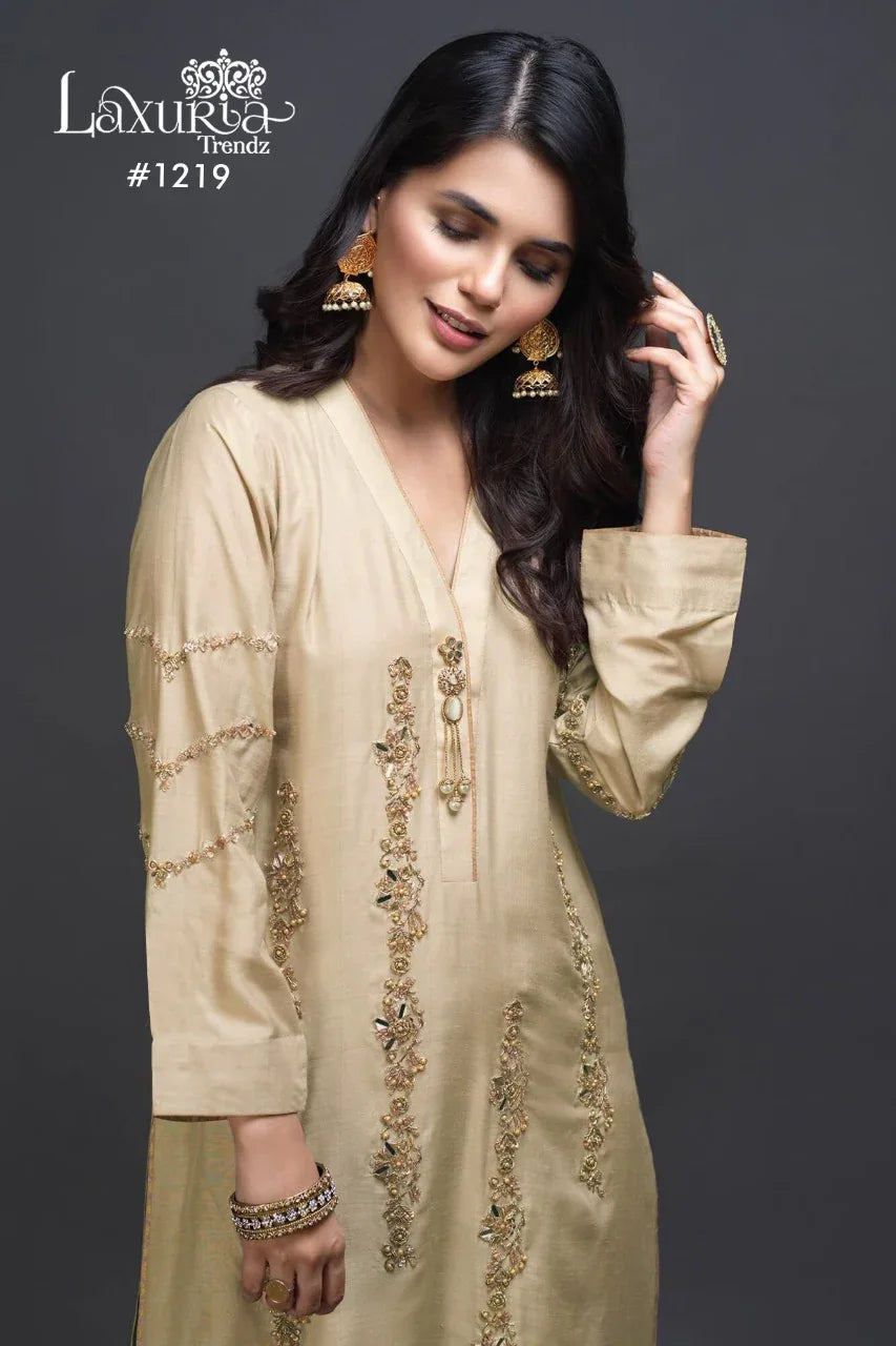 Handwork Kurti With Pant &amp; Fancy Organza Dupatta Anant Tex Exports Private Limited