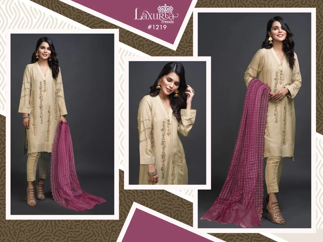 Handwork Kurti With Pant &amp; Fancy Organza Dupatta Anant Tex Exports Private Limited