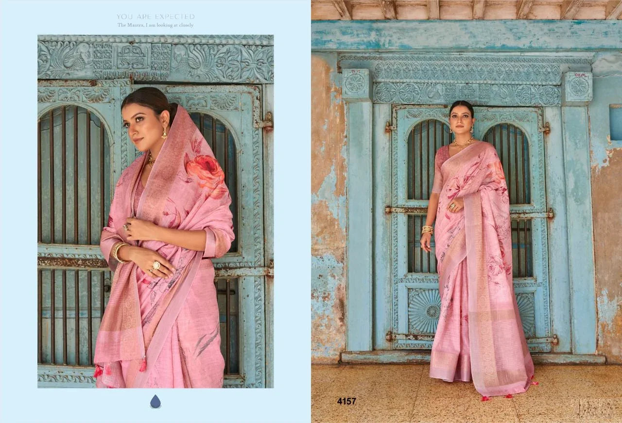NAZNEEN CHHAP 4156 SERIES LINEN SAREE Anant Tex Exports Private Limited