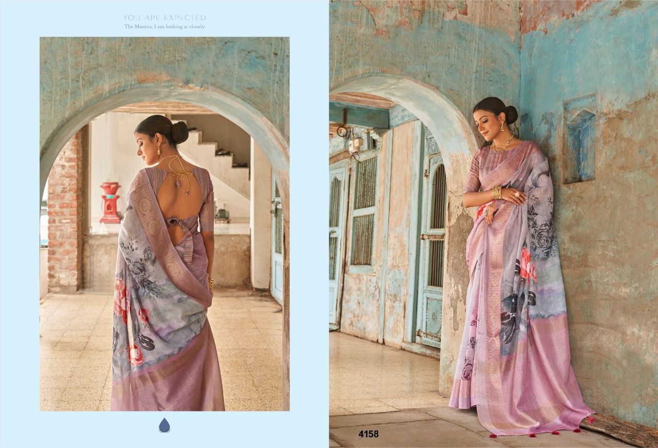 NAZNEEN CHHAP 4156 SERIES LINEN SAREE Anant Tex Exports Private Limited