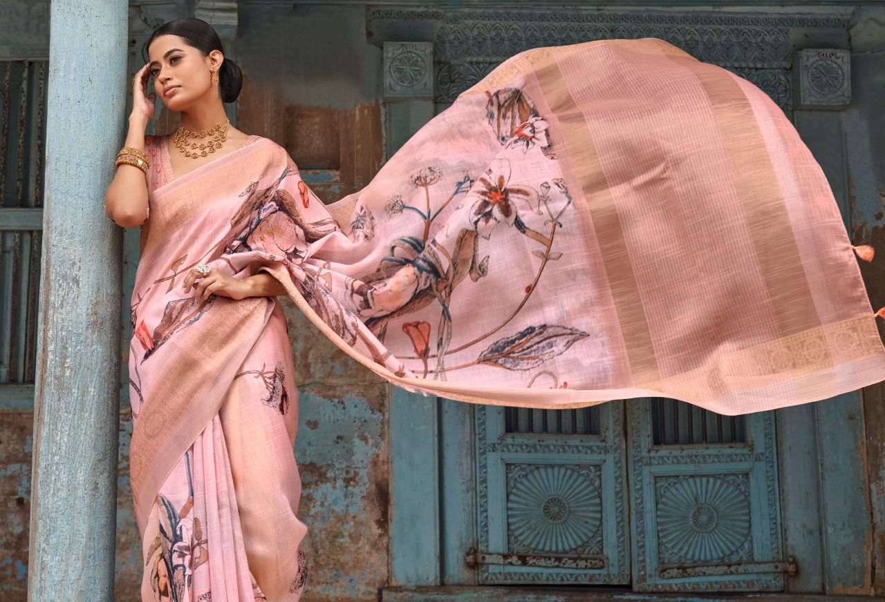 NAZNEEN CHHAP 4156 SERIES LINEN SAREE Anant Tex Exports Private Limited