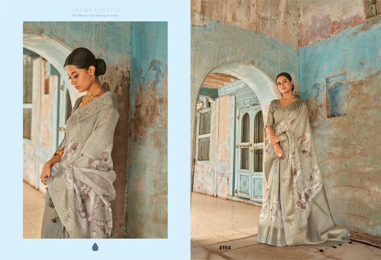 NAZNEEN CHHAP 4156 SERIES LINEN SAREE Anant Tex Exports Private Limited