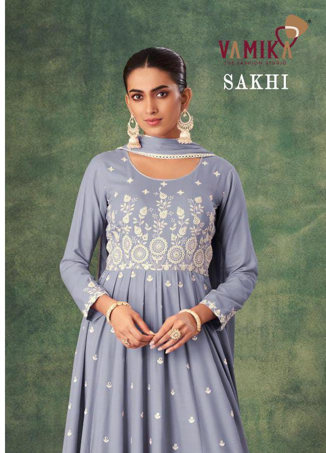 VAMIKA SAKHI 1201 RAYON KURTI WITH BOTTOM AND DUPATTA Anant Tex Exports Private Limited