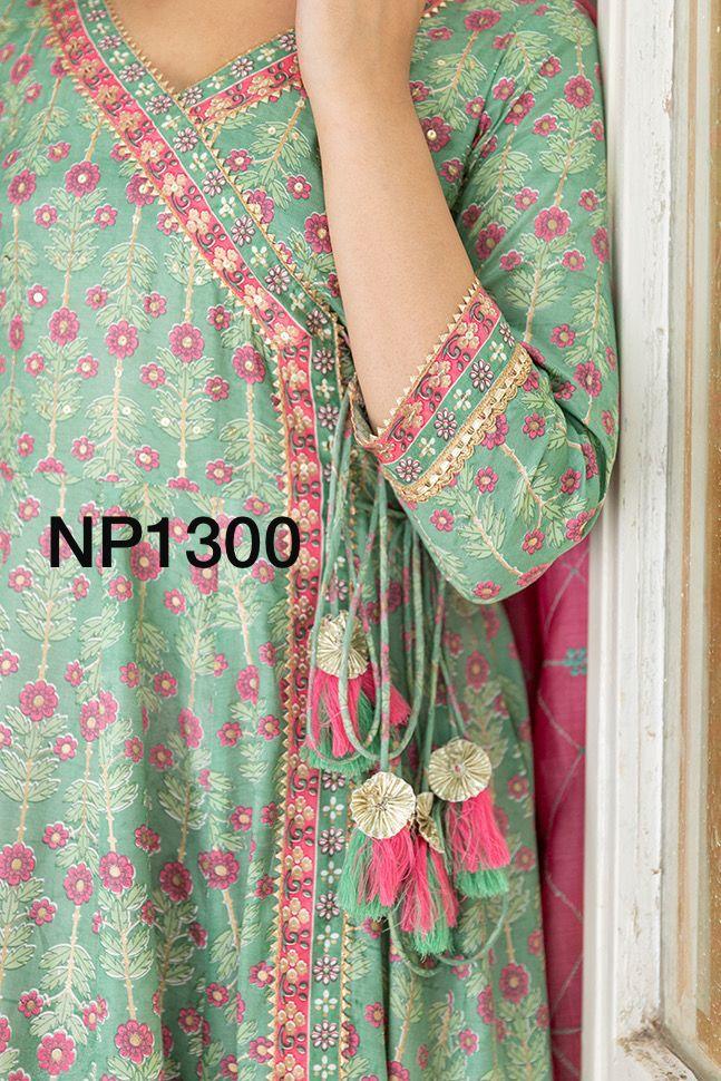 Printed Anarkali With Pant And Chanderi Dupatta-NP1300 Anant Tex Exports Private Limited