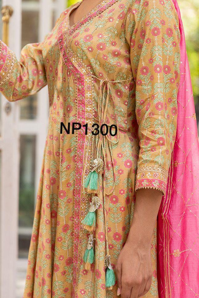 Printed Anarkali With Pant And Chanderi Dupatta-NP1300 Anant Tex Exports Private Limited
