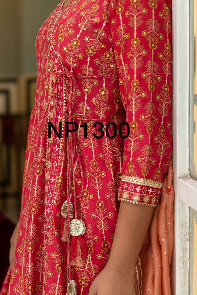 Printed Anarkali With Pant And Chanderi Dupatta-NP1300 Anant Tex Exports Private Limited