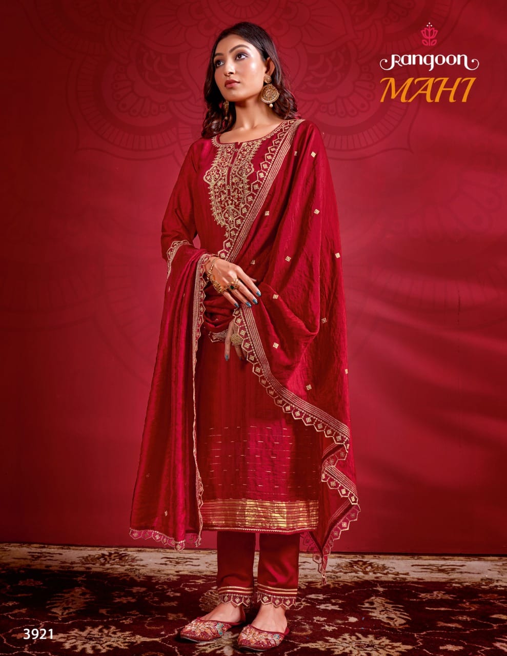 Rangoon Mahi Linen Jacquard Karwachauth Special Ready To Wear Collection Anant Tex Exports Private Limited