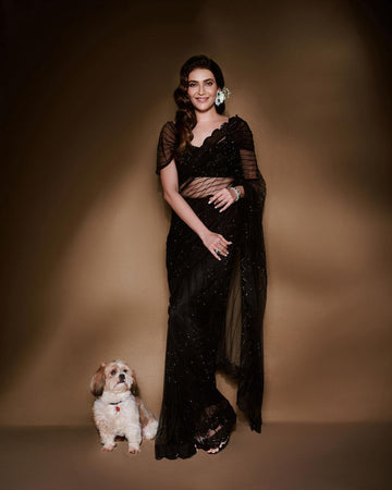 Georgette With Heavy Sequence Embroidery Work Saree Anant Tex Exports Private Limited