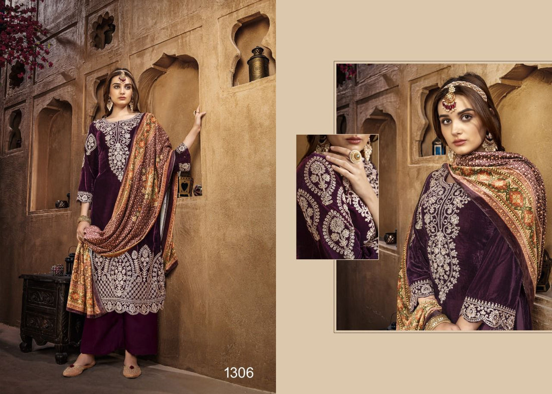 NAZNEEN GUL FAIZ 1305 SERIES VELVET WITH HEAVY EMBROIDERY SUITS Anant Tex Exports Private Limited