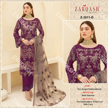 ZARQASH DNO:- 3011 GEORGETTE WITH HEAVY EMBROIDERY SUITS Anant Tex Exports Private Limited