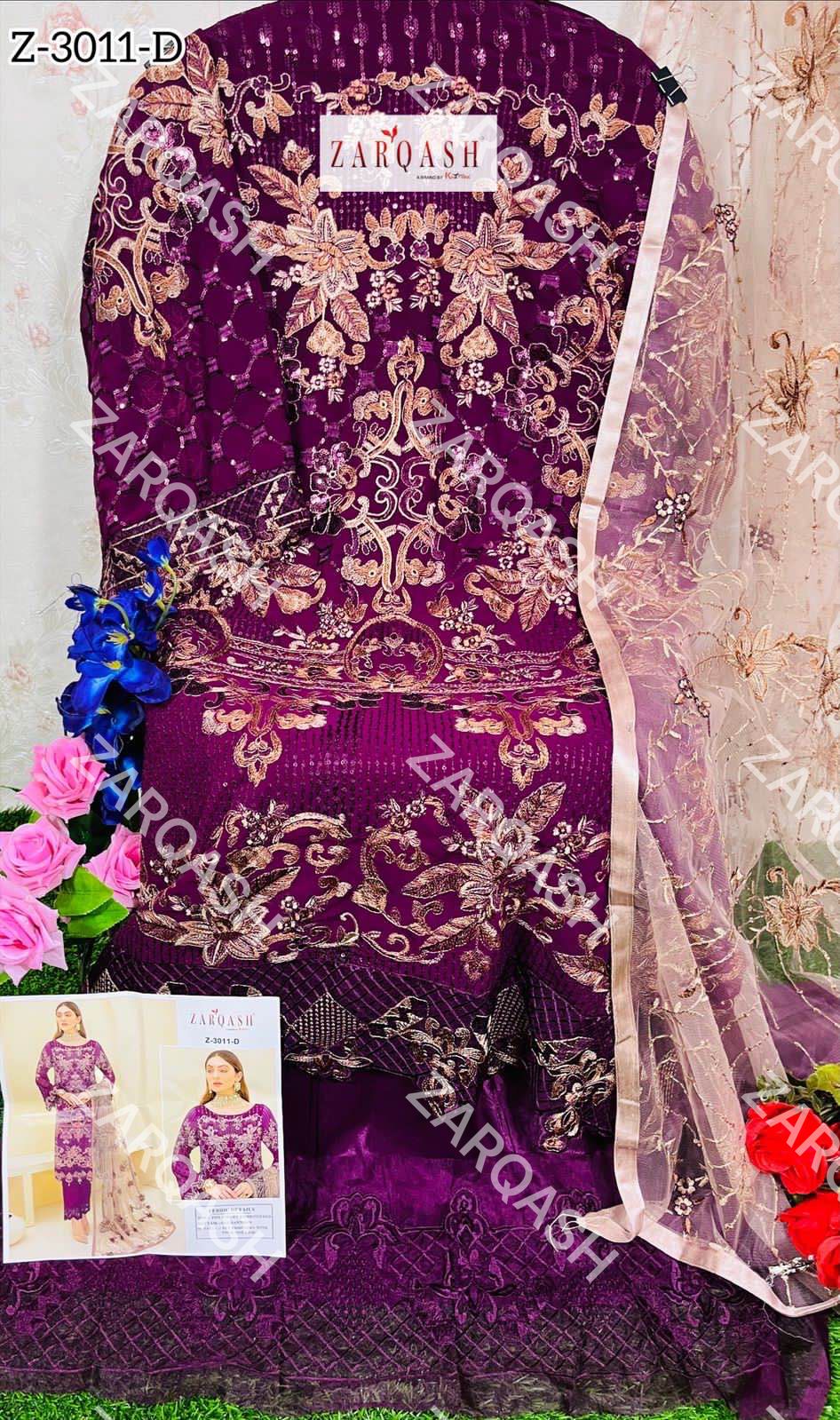 ZARQASH DNO:- 3011 GEORGETTE WITH HEAVY EMBROIDERY SUITS Anant Tex Exports Private Limited