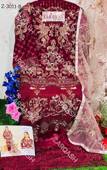 ZARQASH DNO:- 3011 GEORGETTE WITH HEAVY EMBROIDERY SUITS Anant Tex Exports Private Limited