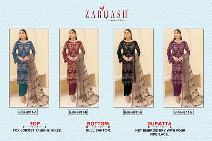 ZARQASH DNO:- 3011 GEORGETTE WITH HEAVY EMBROIDERY SUITS Anant Tex Exports Private Limited