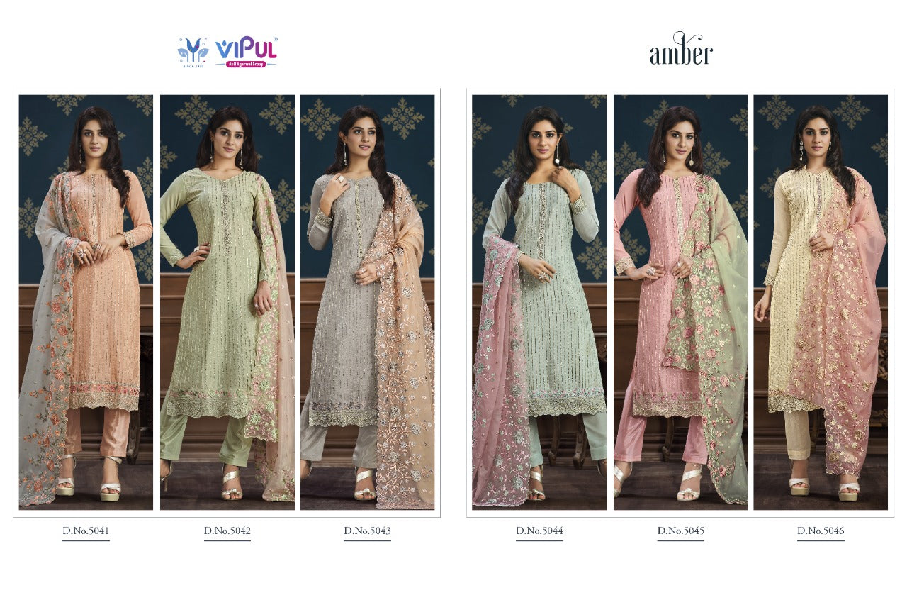 Vipul Amber Chinnon With Embroidery Suits Anant Tex Exports Private Limited