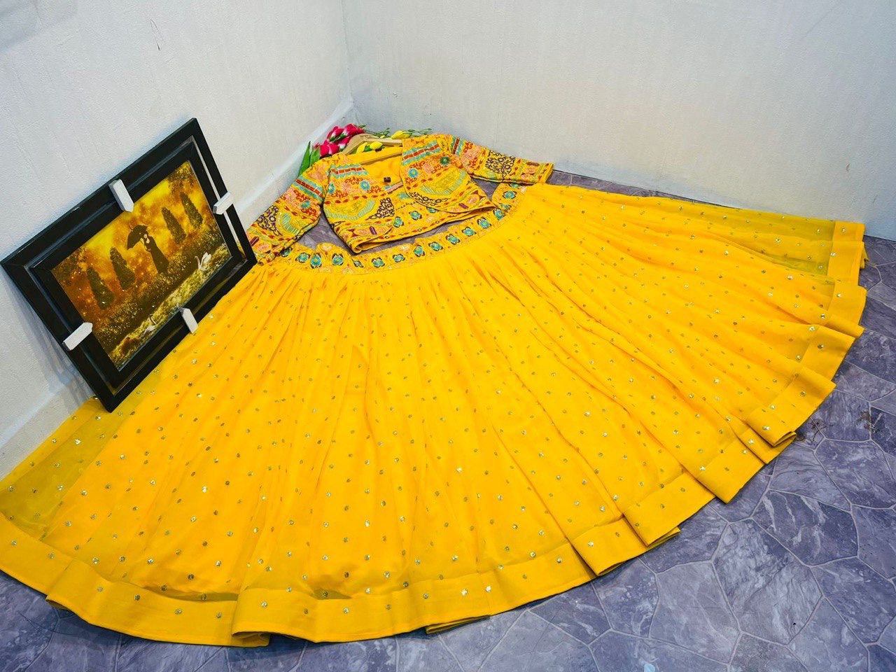 FOX GEORGETTE WITH EMBROIDERY SEQUENCE WORK LEHENGA Anant Tex Exports Private Limited